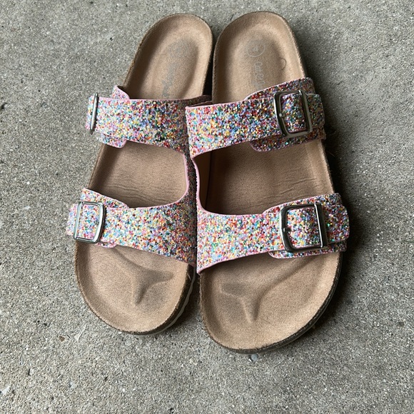 Cat & Jack rainbow glitter slide sandals girls size 4 - Picture 8 of 9